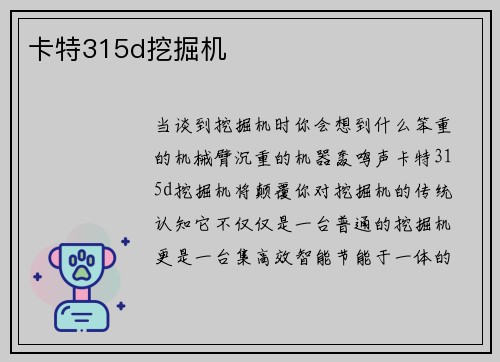 卡特315d挖掘机